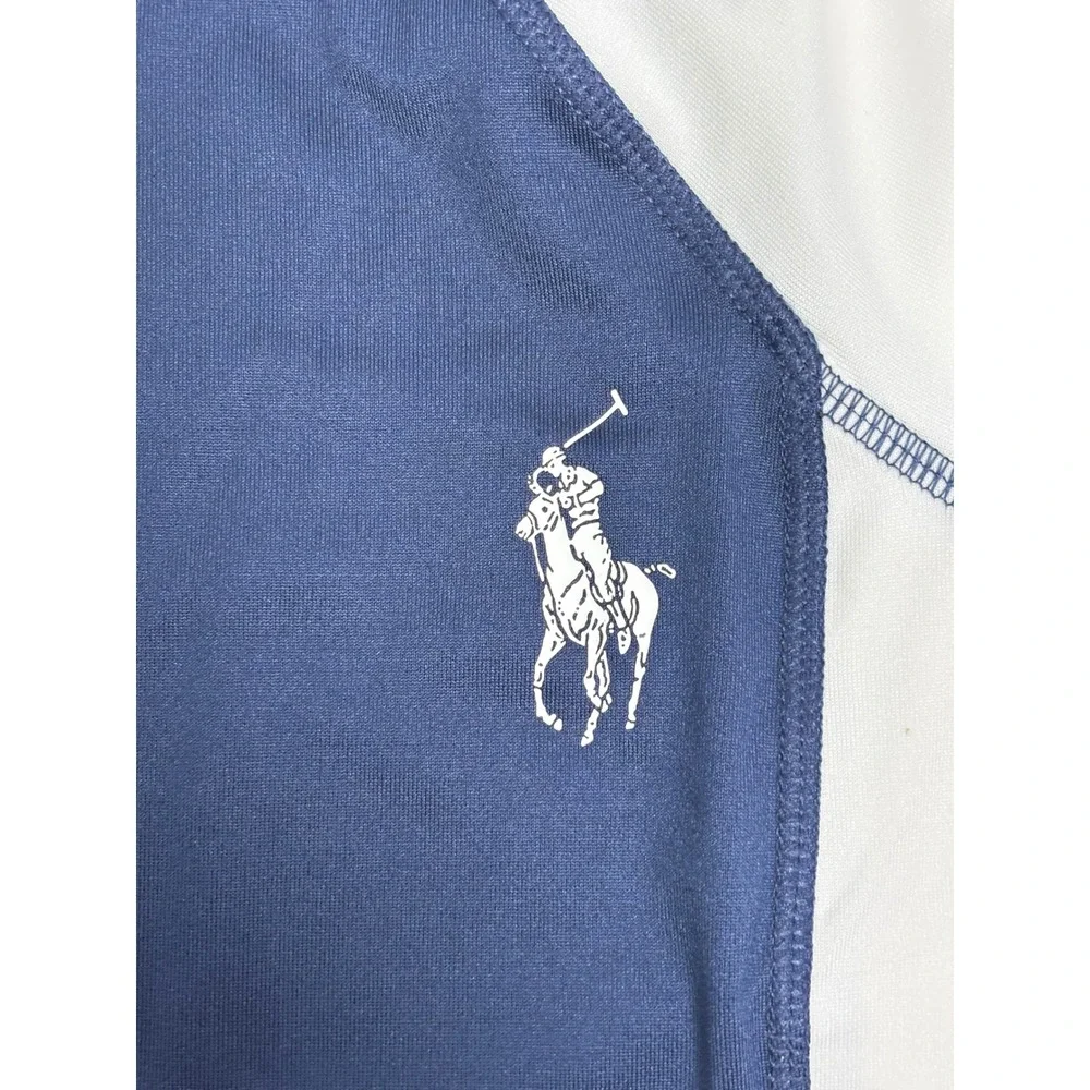 Polo Ralph Lauren Kids Navy White Rash Guard Swim Shirt UPF 40 Pony Logo 4/4T